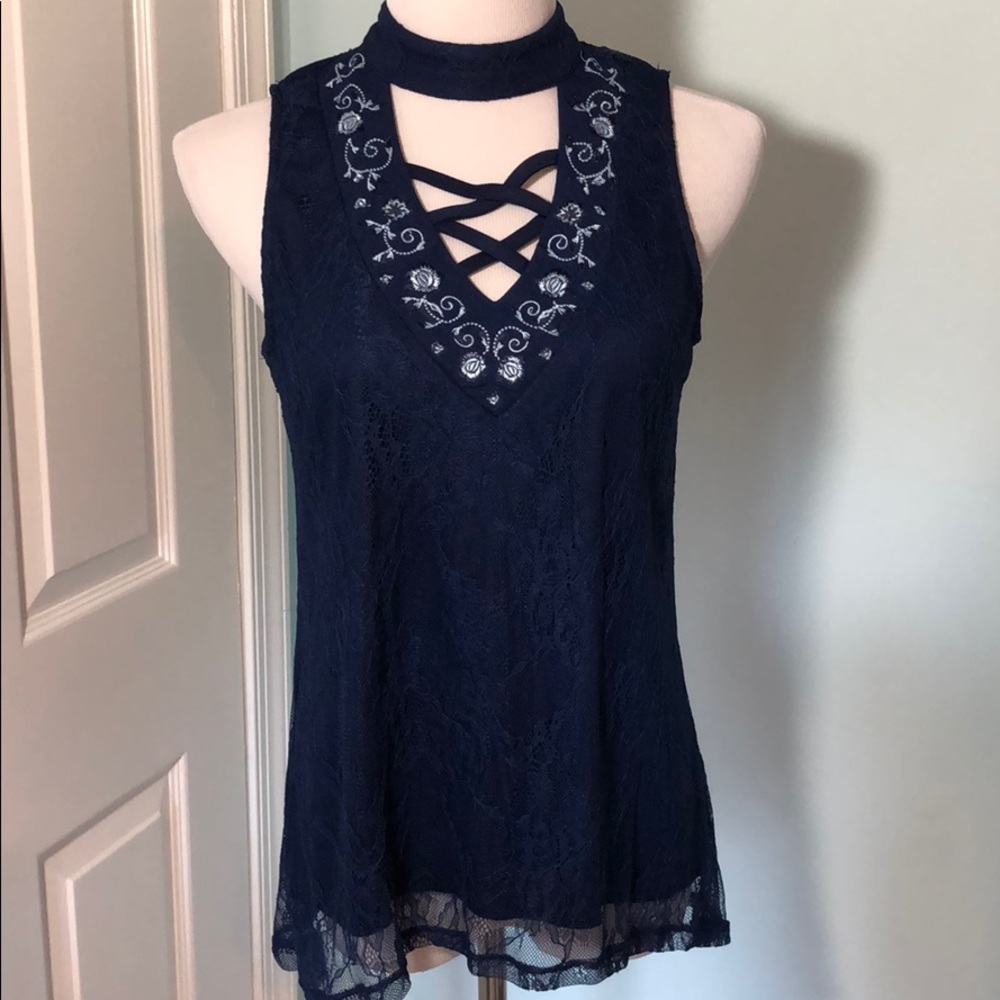 NWT Lace up blouse